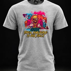 Grey Dark Labs T-shirt with the Crack Their Hardcore Is Our Daily skull print